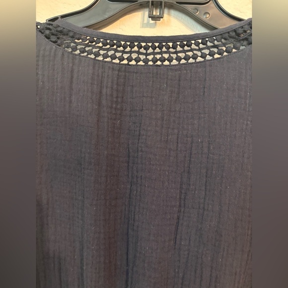 Talbots Blue Midi Sundress V-Neck Short Sleeve Front Tassel Tie Size SP - Picture 6 of 7